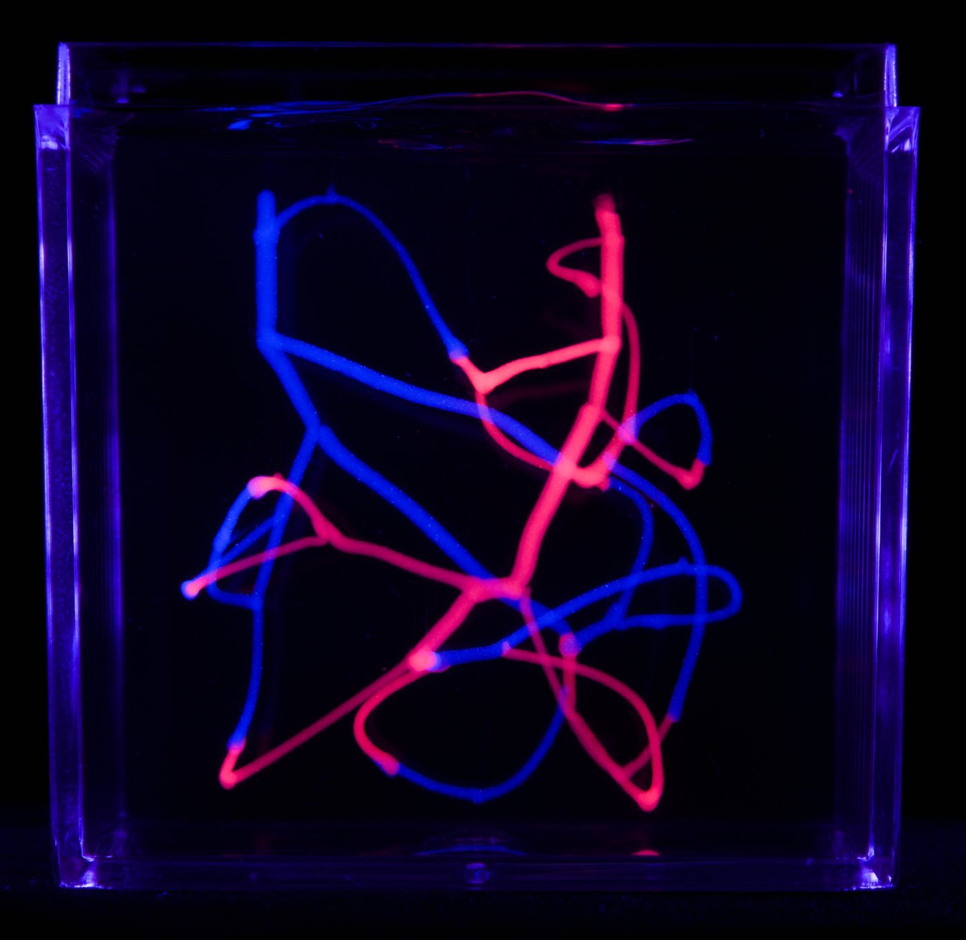 Dual-material gel print under UV light